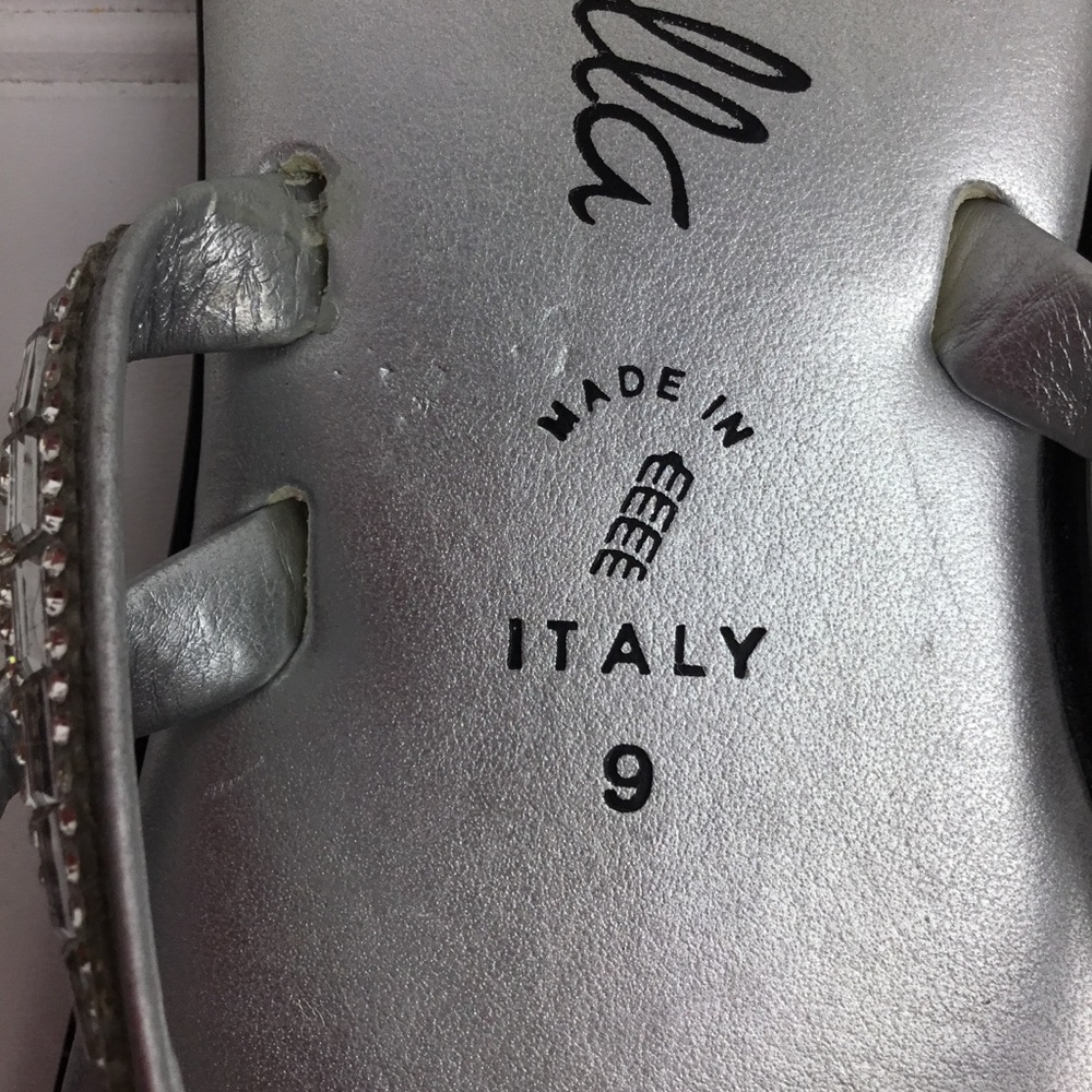 Toscanella Italian Rhinestone Sandals Flats Silver - Picture 11 of 12